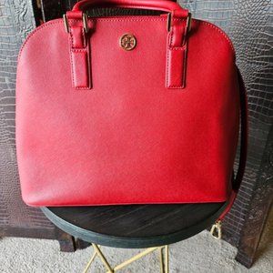 Authentic Tory Burch Women’s open dome satchel in Red